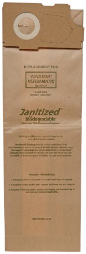 Janitized COM-Wiver-4(5) Компостируемая хартия Премиум Подмяна на Търговска вакуум чанта за Windsor Versamatic, Karcher/Торнадо