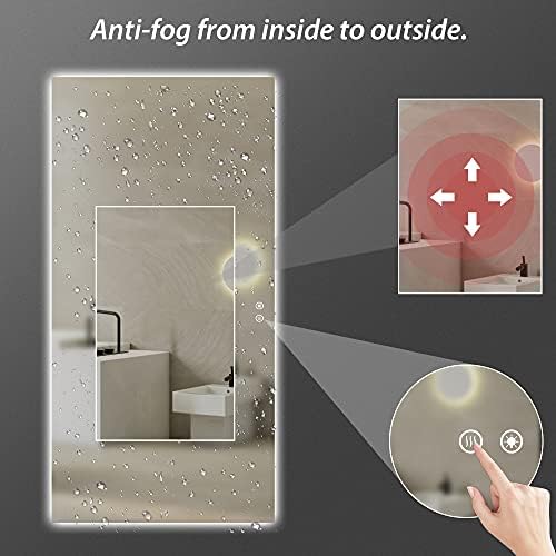 TokeShimi LED Осветен Bathroom Mirror 72 x 36 3-Color Vanity Mirror Dimmable Светлини Wall Mounted Bath Mirror Lights