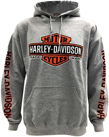 Harley-Davidson Мъжки hoody с качулка с логото на Bar & Щит, сив