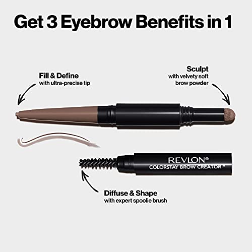 Revlon Colorstay Eyebrow Pencil Creator with Powder & Spoolie Brush to Fill, Define, Извайвам, Shape & Diffuse Perfect
