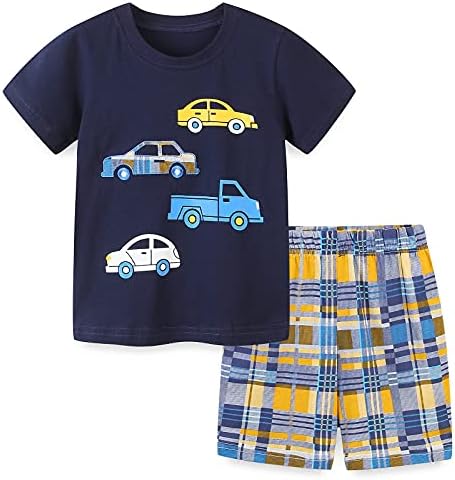 IjnUhb / Облекло За малки Момчета, Памучен Лятна Тениска с Къси ръкави и Шорти от Карикатура, Комплект детски дрехи от