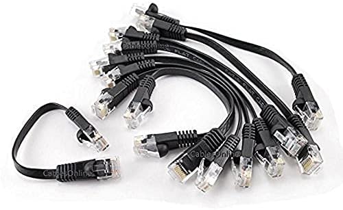 CablesOnline, 10-Pack 6-инчов CAT6 Мрежа UTP Ethernet RJ-45 Flat Design Patch Black Кабел (линия U6-000FK-10)