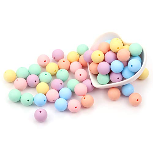 Weekjoey 60PCS 15mm Candy Color Silicone Beads Губим Beads Собственоръчно Making Kit САМ Bracelet Necklace Women Jewelry