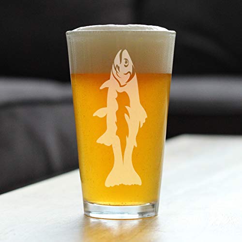Пъстърва - една Пинта Стъкло за бира - Пъстърва за Риболов подарък за Рибар - Fun Fish Cups & Lake House Decor - 16 грама