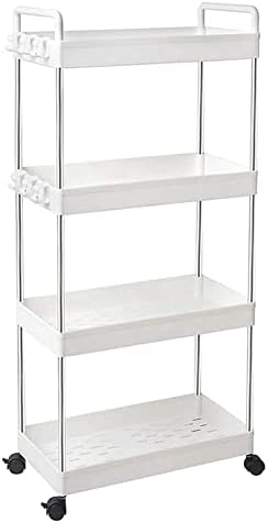 Soaying Rolling Storage Cart 4-Tier Mobile Shelving Unit Bathroom Carts with Handle for Kitchen, Bathroom Laundry Room,