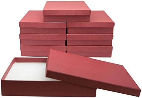 Нова кутия Made in USA Jewelry Gift Box in Red Kraft with Removable Cotton Pad 7X5X1.25 (Pack of 8) + Custom NB Pouch