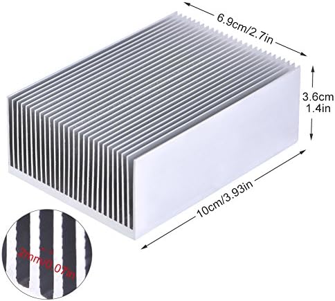 Алуминиев плача, Край охладител на модула на радиатора за полупроводникови устройства транзистор усилвател LED най-високата мощност с ребра 3.93(l) x 2.71(w) x 1.41(h) / 100mm (L) x 6