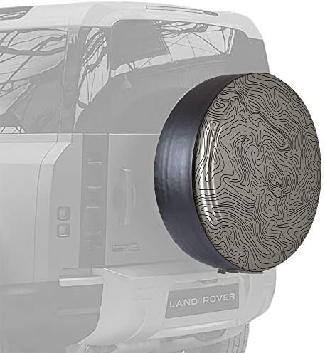 Boomerang - 32 Topo Map Graphic - Color Matched Rigid Tire Cover (Plastic Face & Vinyl Band) for Land Rover Defender (2020-2021)