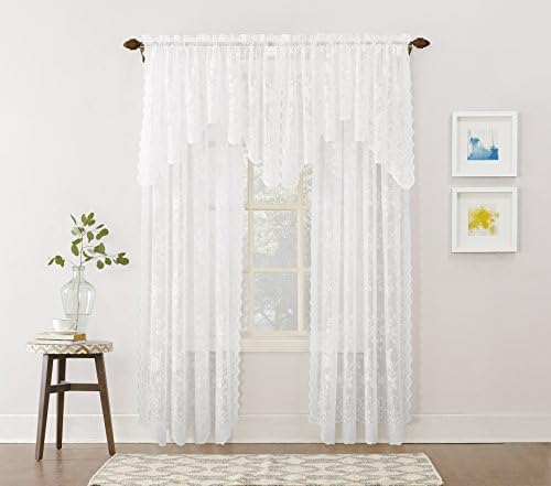 No. 918 24516 Alison Floral Lace Чисто Род Pocket Curtain Panel, 58 x 63, слонова кост (всяка панел продава се отделно)