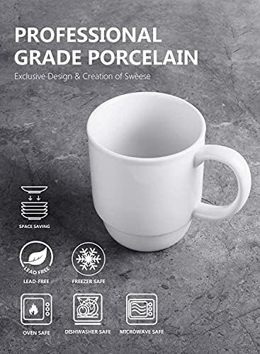 Sweese 609.001 Stackable Mug Set - 21 Унция, пакет от 6, Бял и притежателя на чаши