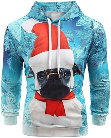 JUNGE UNGE Блузи за Мъже,Коледни Качулки Коледни Качулки Графични Качулки Мъже 3D Качулки Дантела Пуловер Hoody