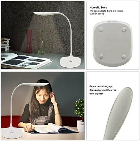 LED Desk Lamp, AUSACO Eye-care Stepless Dimming Table Lamp with Touch Control Modern USB Port Rechargeable, Adjustable
