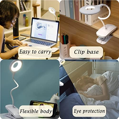 CZYAM Регулируема Лампа За Четене Clip on Светлини Настолна USB Лампа Настолна Лампа с 3 Нива на Режима на Притежателя