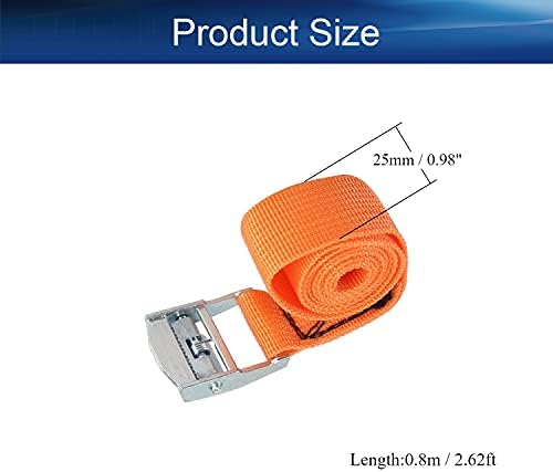 Yinpecly Lashing Strap 1 x2.62ft Adjustable Tie Down Cam Straps Cargo Packing with Strap Buckles up to 441lbs for Каяк, Roof Racks, Motorcycle, Кола, Камион, Лодка, Trailer Orange 2Pcs
