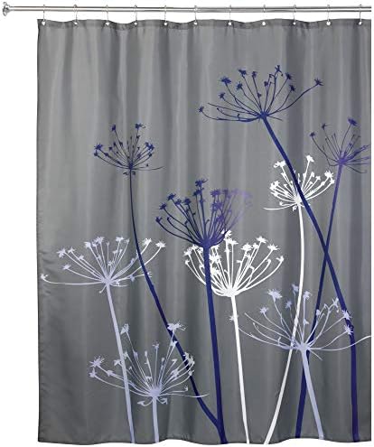 IDesign Thistle Fabric Shower Curtain - 72 x 72 инча, тъмно синьо/ Сланцево-син