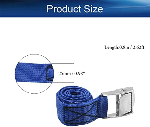 Yinpecly Lashing Strap 1 x2.62ft Adjustable Tie Down Cam Straps Cargo Packing with Strap Buckles up to 441lbs for Каяк, Roof Racks, Motorcycle, Кола, Камион, Лодка, Trailer Blue 1Pcs