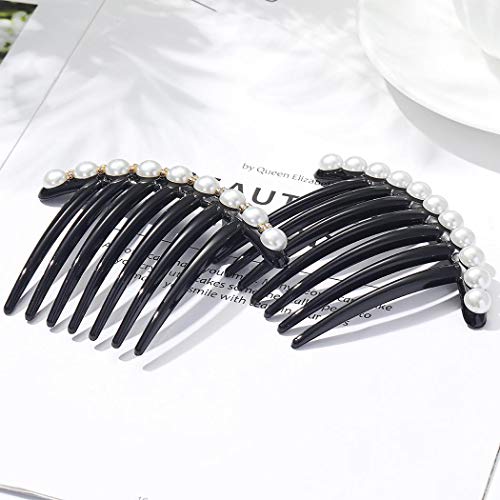 JONKY Vintage Pearl Black Hair Side Комбс Клип Hair Accessories Hair Tools Side Комбс Unbreakable Decorative Комбс Party Daily for Women and Girls (Pack of 2)
