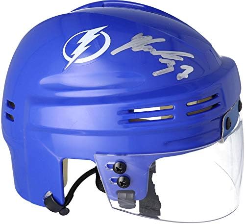 Яни Gourde Tampa Bay Lightning Autographed Blue Mini Helmet - Fanatics Authentic Certified - Музика Различни сувенири