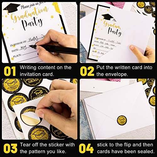 Whaline 118 Pcs Graduation Party Invitations Cards Kit with Пликове and Stickers, Grad Поздравления Greetings Card Bulk, Note Cards Доставки Graduation Party Favor for Graduation Theme Activities