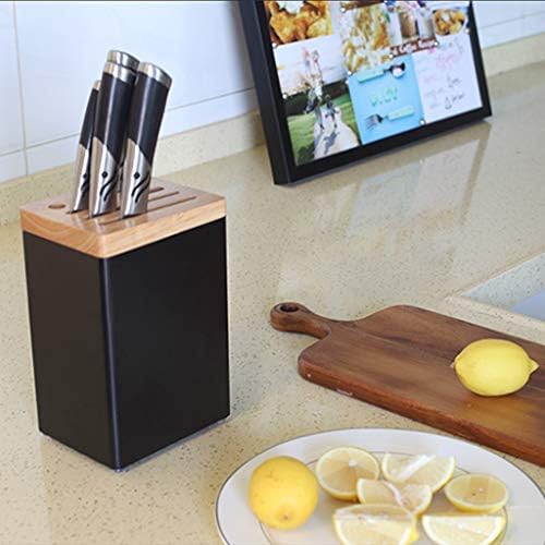 ZZWZM Кухненски принадлежности блок нож кухненски ножове за съхранение на притежателя пространство Алуминий черен/бял Дървени слотове 21 см височина (цвят : B)