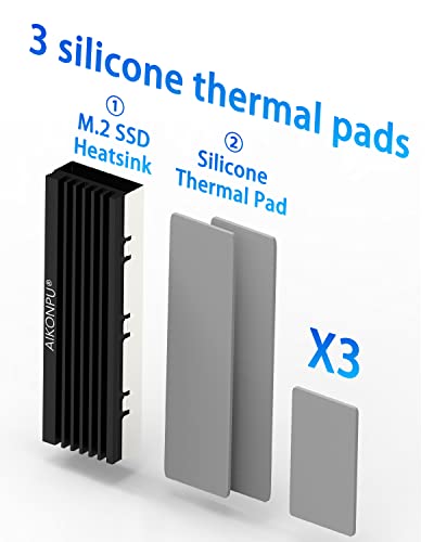 M. 2 2280 SSD | Двустранен радиатор с 3 термални силиконови подложки за PS5/PC PCIE NVME M2 SSD