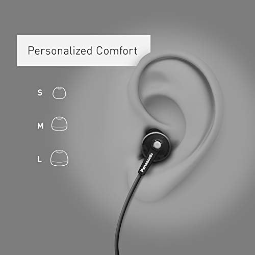 Panasonic ErgoFit ушите RP-HJE120K Динамичен Кристално Чист звук, Ергономичен комфорт-Fit, 9 мм, Черен, ОПАКОВКА, Без