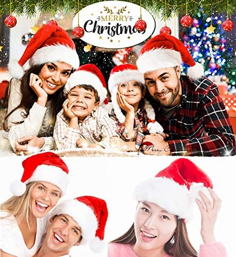 2 броя Коледни Шапки, Унисекс -Възрастен Шапка на Дядо Коледа,Коледна Празнична Шапка за Възрастни Wowen Man, Екстра Сгъстено Кадифе Класически официални Шапки Шапки за