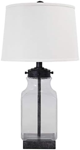 Корпоративна дизайн Ashley - Настолна лампа Sharolyn Glass - Дымчатое стъкло - Сребърни акценти - Прозрачен