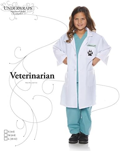 UNDERWRAPS Kid 's Children' s Veterinarian Lab Coat and Scrubs Costume Set Детски Костюм, Мулти, Средно