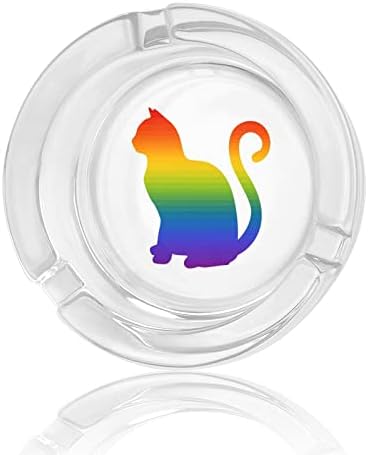 LGBT Cat Pride Стъклен Пепелник Диаметър 3,3 Прозрачна Цигарената табела за Домашния Офис Настолна Ползи Крытое или Подова