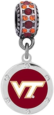 Virginia Tech Crystal Logo Charm е Подходяща За Гривни в стила на Пандора