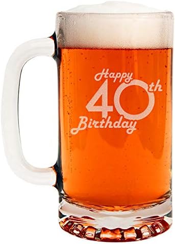 Травленая Стъклена По Халба 16oz - Happy 40th Birthday - 40 Years Old Gifts