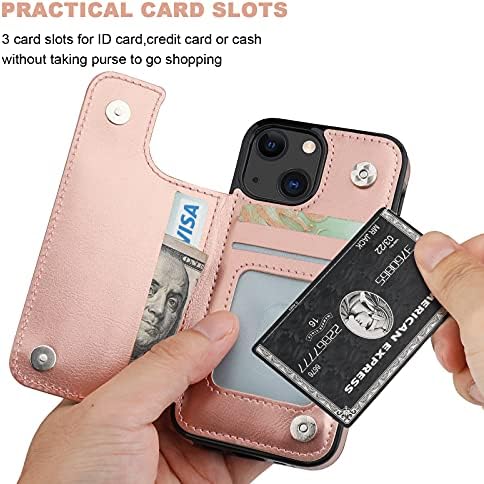ONETOP е Съвместим с iPhone 13 Mini Портфейла Case с картодържателя, ПУ Leather Kickstand Card Slots Case, Двойна Магнитна