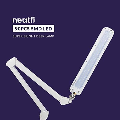 Neatfi Elite HD XL Task Lamp with Технологична, 17.7 Wide, 90PCS SMD LED, 6000-7000K, Super Bright Desk Lamp, Table Технологична