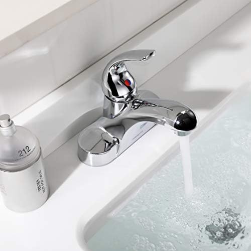 PARLOS Single Handle Centerset Bathroom Sink Faucet with Metal Изтичане на Assembly and CuPc Faucet Supply Lines, Безоловен , Хром 13433