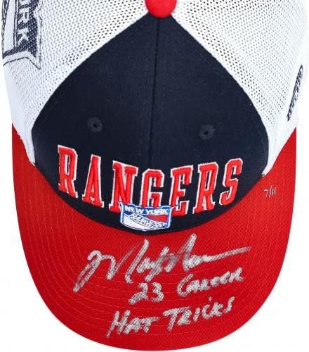 Mark Messier New York Rangers Autographed Royal Blue Cap with23 CAREER HAT TRICKS Надпис - Ограничен тираж на 11 - Autographed
