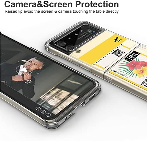 VVUPIC за Samsung Galaxy Z Flip 3 Бордна Карта Дизайн Слот За Карти Калъф, Защита на Ръба на Прозрачен Твърд Калъф на