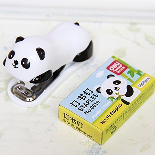 DECORA Сладко Panda Mini Desktop Stapler Удобен Телбод за Коледно Парти Домашна и Офис Употреба с 1000 броя Скоби