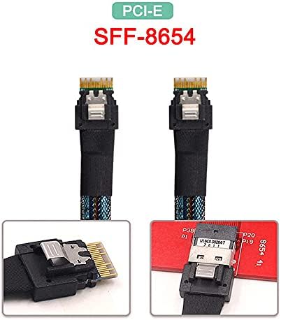Xiwai PCI-E Slimline SAS 4.0 СФФ-8654 4и 38pin Домакин на СФФ-8654 Тънък SAS Насочен кабел 50 см