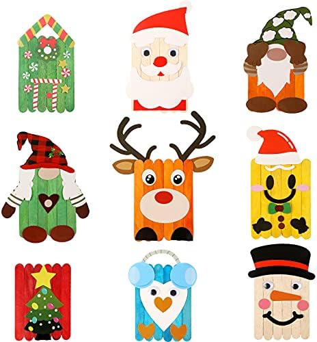9 Комплекти Коледни Diy Занаятчийски Принадлежности Дървени Пръчици Коледна Украса Googly Wiggle Eyes Коледа Артистични