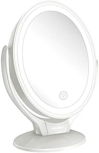 Aesfee LED Lighted Грим Vanity Mirror Перезаряжаемое,1x/7x Увеличение на Двустранно 360 Градуса Завъртане Увеличително