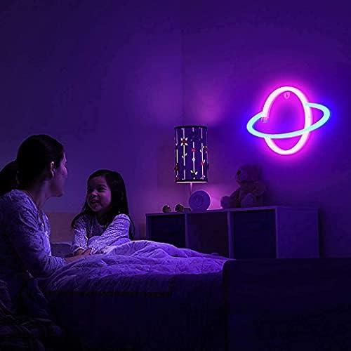 Lumoonosity Planet Neon Sign, USB Powered Planet Light Led Neon Signs with On/Off Switch, Planet Led Sign up for Wall