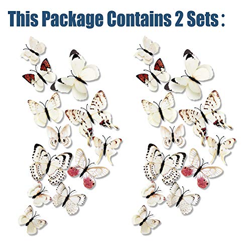 Двойни Крила 24 бр. 3D Пеперуда Стикери За Стената от Цветни САМ Подвижни Арт Декор Занаяти за Детска Класна Стая Офиси