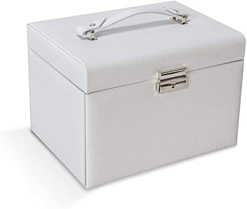 JHSJ Jewelry Container Jewelry Box, Jewelry Box with Mirror Lock and 3 Подвижни Чекмеджета, 4-слойное Голямо Пространство