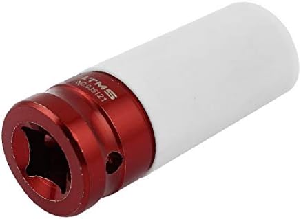 X-DREE Metal 13mm Square Drive 21 mm 6 Point Hex Metric Socket Wrench Tool Red White(Metal 13mm Unidad cuadrada 21 mm