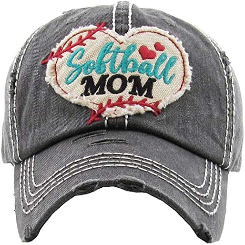 Проблемната бейзболна шапка Vintage Dad Hat - Softball Mom (черен)
