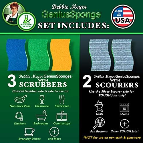 Деби Meyer GeniusSponge Value Pack включва 5 гъби, 3 чистач и 2 гъба.