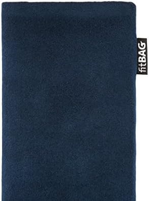 fitBAG Classic Blue Custom Tailored Sleeve for OnePlus 8 | Произведено в Германия | Калъф от естествена алькантары с Подплата от Микрофибър за почистване на дисплея