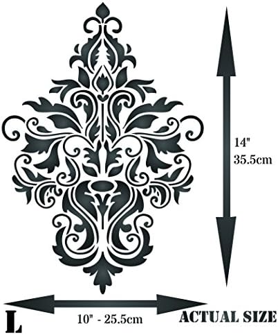 Дамасский Шаблони, 10 x 14 инча (L) - Голям, Цветен повтарящ Се Модел Стена Шаблони за Изготвяне на Шаблон