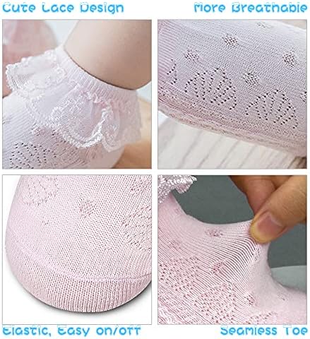Baby Girls Princess Дантела Чорапи Eyelet Frilly Сладко and Дишаща for Бебе/Toddler/Little Girls(Pack of 5)